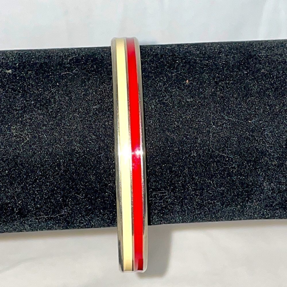 Thick Red and White Bangle Bracelet